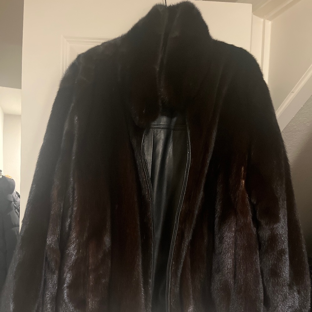 Mink reversible leather bomber jacket.